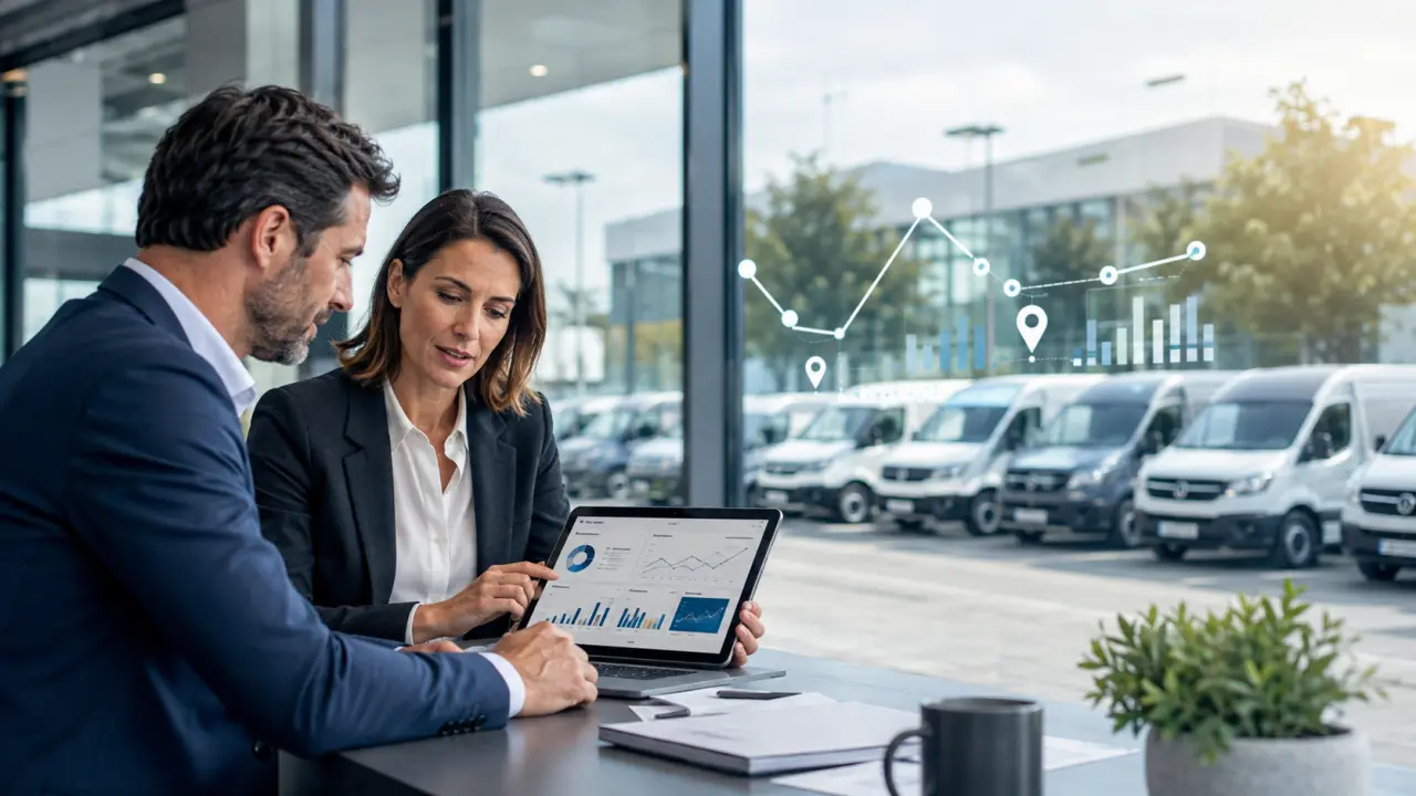 Flotte automobile moderne dans un showroom connecté