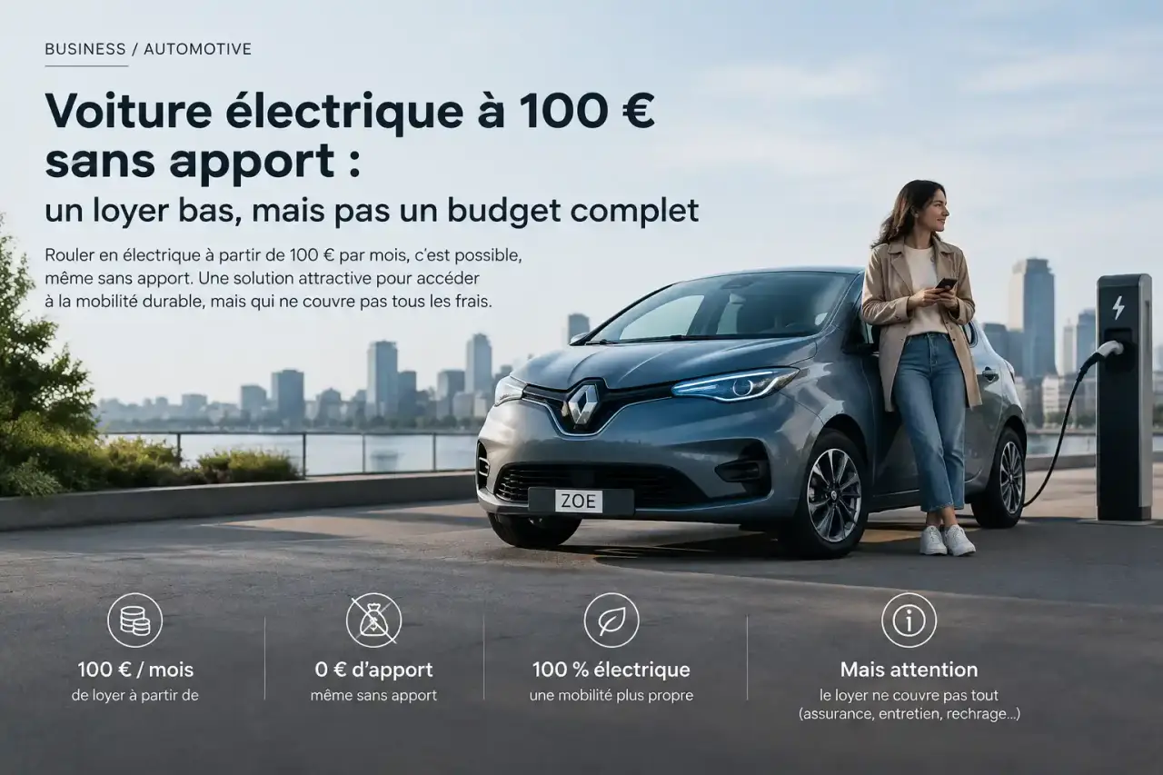 Voiture électrique à 100 euros sans apport : un loyer bas, mais pas un budget complet
